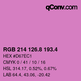 カラーコード: RGB 214 126.8 193.4 | qconv.com