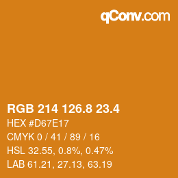 カラーコード: RGB 214 126.8 23.4 | qconv.com