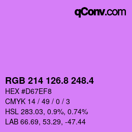 カラーコード: RGB 214 126.8 248.4 | qconv.com