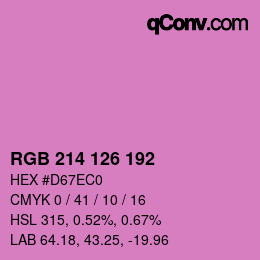 カラーコード: RGB 214 126 192 | qconv.com