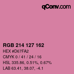 Color code: RGB 214 127 162 | qconv.com