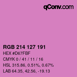 Color code: RGB 214 127 191 | qconv.com