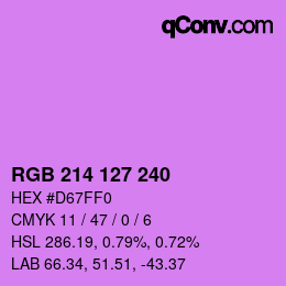 Color code: RGB 214 127 240 | qconv.com