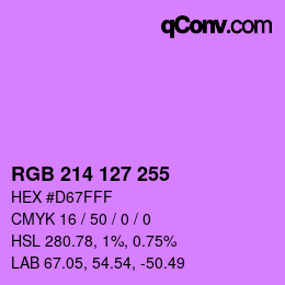 Color code: RGB 214 127 255 | qconv.com