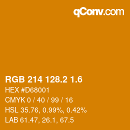 カラーコード: RGB 214 128.2 1.6 | qconv.com