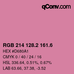 カラーコード: RGB 214 128.2 161.6 | qconv.com