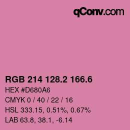 カラーコード: RGB 214 128.2 166.6 | qconv.com