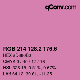 カラーコード: RGB 214 128.2 176.6 | qconv.com