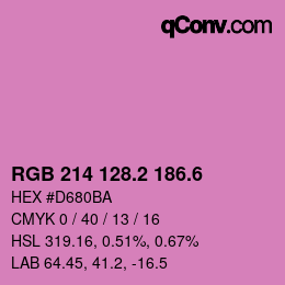 カラーコード: RGB 214 128.2 186.6 | qconv.com