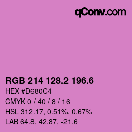 カラーコード: RGB 214 128.2 196.6 | qconv.com