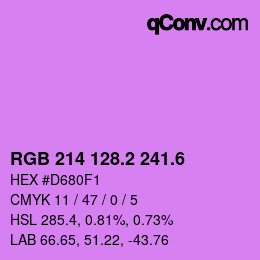 カラーコード: RGB 214 128.2 241.6 | qconv.com