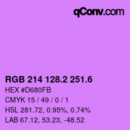 カラーコード: RGB 214 128.2 251.6 | qconv.com