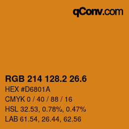 カラーコード: RGB 214 128.2 26.6 | qconv.com