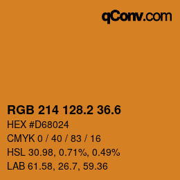 カラーコード: RGB 214 128.2 36.6 | qconv.com