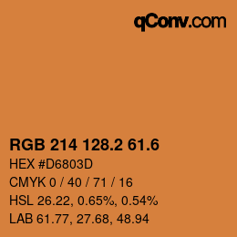 カラーコード: RGB 214 128.2 61.6 | qconv.com