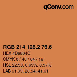 カラーコード: RGB 214 128.2 76.6 | qconv.com