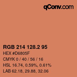 カラーコード: RGB 214 128.2 95 | qconv.com