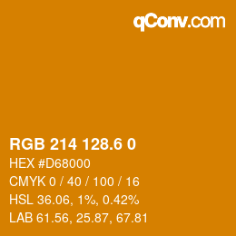 カラーコード: RGB 214 128.6 0 | qconv.com