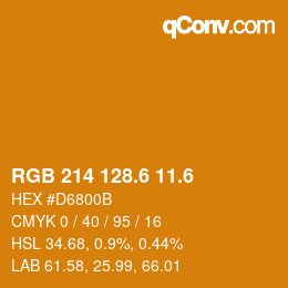 カラーコード: RGB 214 128.6 11.6 | qconv.com