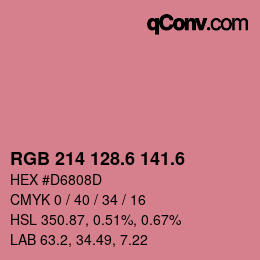 カラーコード: RGB 214 128.6 141.6 | qconv.com