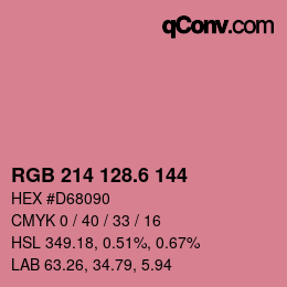 カラーコード: RGB 214 128.6 144 | qconv.com
