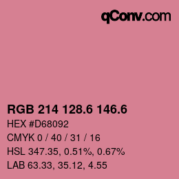 カラーコード: RGB 214 128.6 146.6 | qconv.com