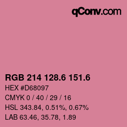 カラーコード: RGB 214 128.6 151.6 | qconv.com