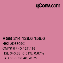 カラーコード: RGB 214 128.6 156.6 | qconv.com