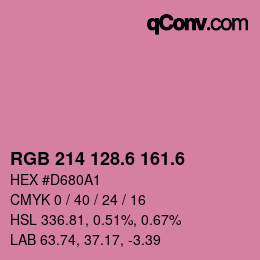 カラーコード: RGB 214 128.6 161.6 | qconv.com