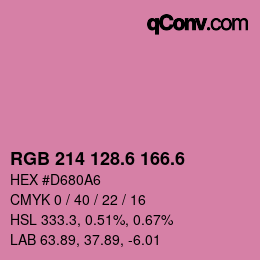 カラーコード: RGB 214 128.6 166.6 | qconv.com