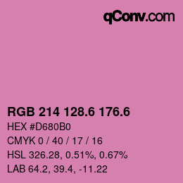 カラーコード: RGB 214 128.6 176.6 | qconv.com