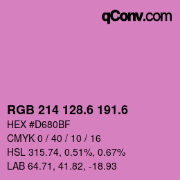 カラーコード: RGB 214 128.6 191.6 | qconv.com