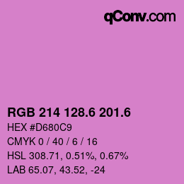 カラーコード: RGB 214 128.6 201.6 | qconv.com