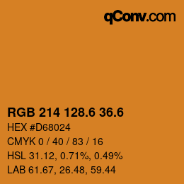 カラーコード: RGB 214 128.6 36.6 | qconv.com
