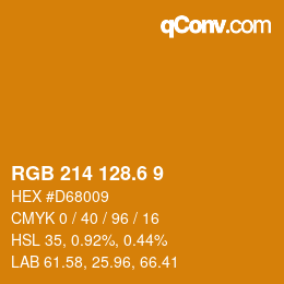 カラーコード: RGB 214 128.6 9 | qconv.com