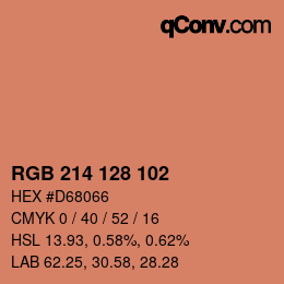 颜色代码: RGB 214 128 102 | qconv.com