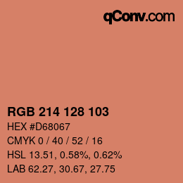 颜色代码: RGB 214 128 103 | qconv.com