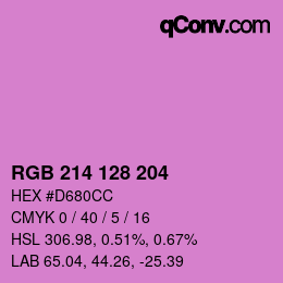 颜色代码: RGB 214 128 204 | qconv.com