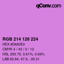 カラーコード: RGB 214 128 224 | qconv.com