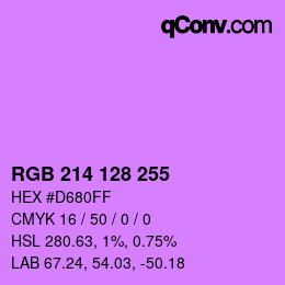 Color code: RGB 214 128 255 | qconv.com