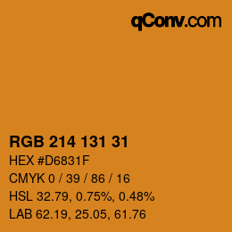 Farbcode: RGB 214 131 31 | qconv.com