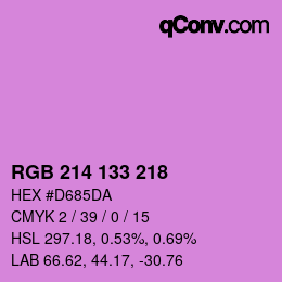 Color code: RGB 214 133 218 | qconv.com