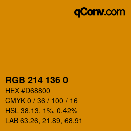 Color code: RGB 214 136 0 | qconv.com