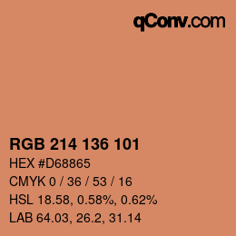 Color code: RGB 214 136 101 | qconv.com