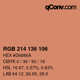 カラーコード: RGB 214 136 106 | qconv.com