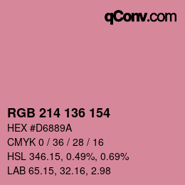 Color code: RGB 214 136 154 | qconv.com