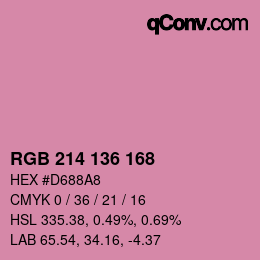 カラーコード: RGB 214 136 168 | qconv.com