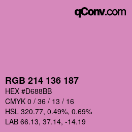 Color code: RGB 214 136 187 | qconv.com