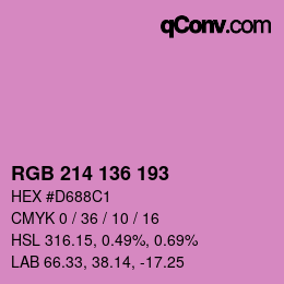 Color code: RGB 214 136 193 | qconv.com