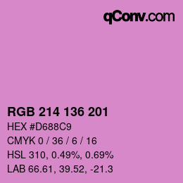 Color code: RGB 214 136 201 | qconv.com
